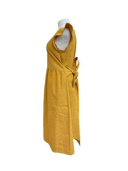 "Mollie" Dress - Mustard Herringbone Linen