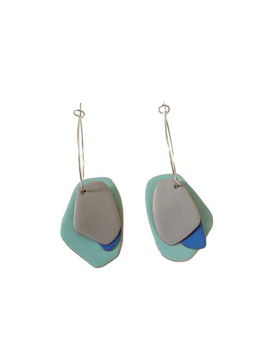 Lou Drop Earrings - Turquoise, Light Blue, Grey