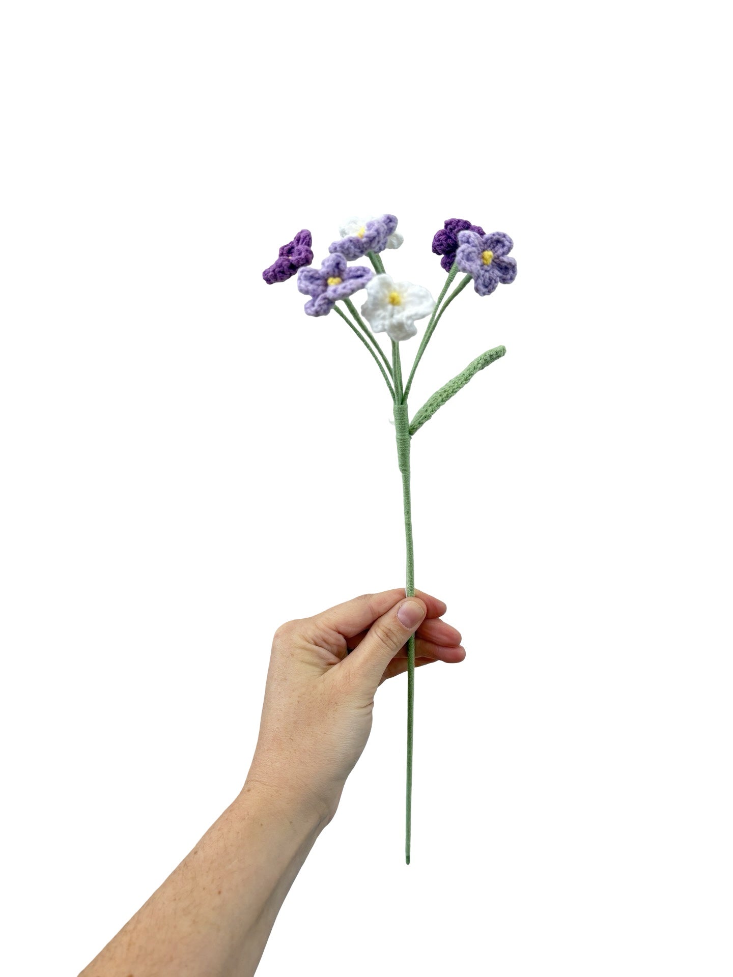 Crocheted Forget Me Not - Purples