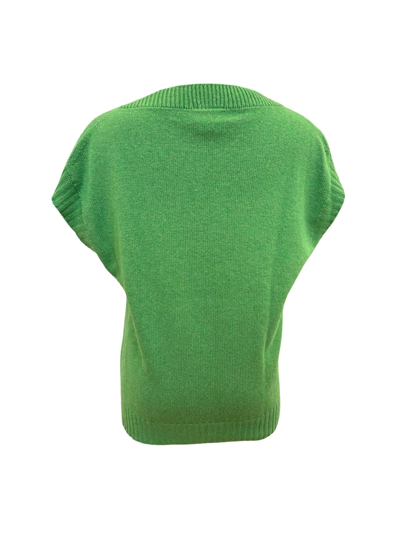 Evie Textured Cotton/Merino Vest - Kelly Green