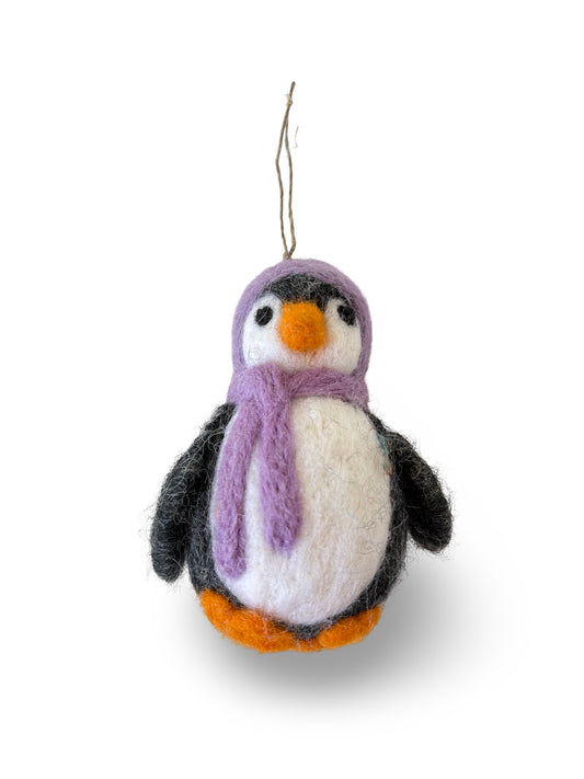 Felted Wool Penguin - Purple