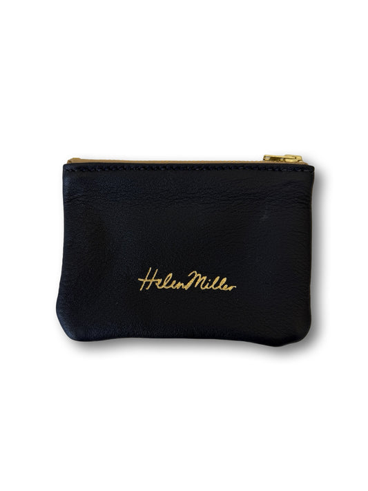 Leather Coin Purse - 12cm - Black