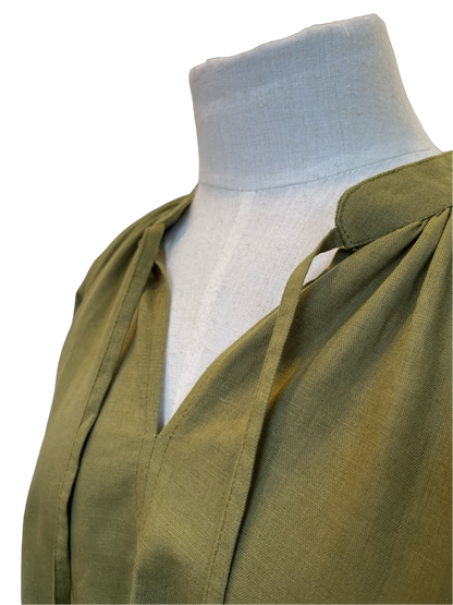 Autumn Blouse - Khaki green cotton/linen