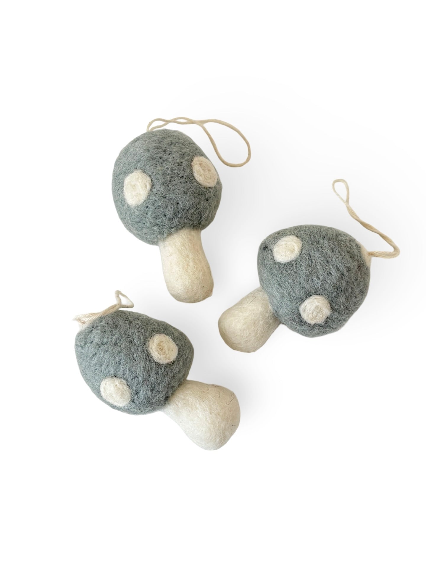 Felted Christmas Mushroom Ornament - Ice Blue