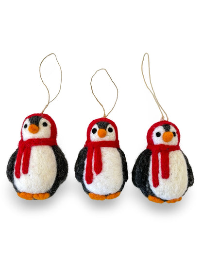 Felted Wool Penguin - Red