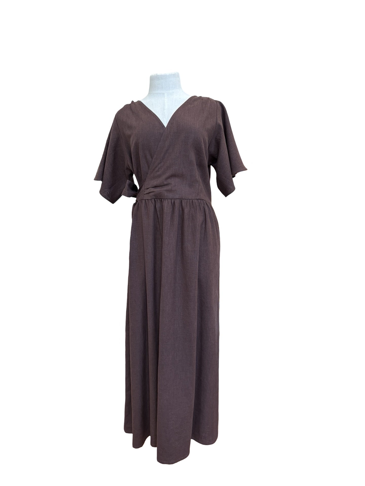 "Kelsey" Dress - Textured Chocolate Linen