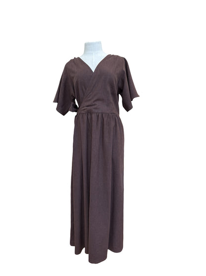 "Kelsey" Dress - Textured Chocolate Linen