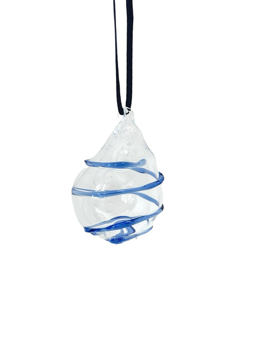 Blown Glass Bauble - Blue swirl