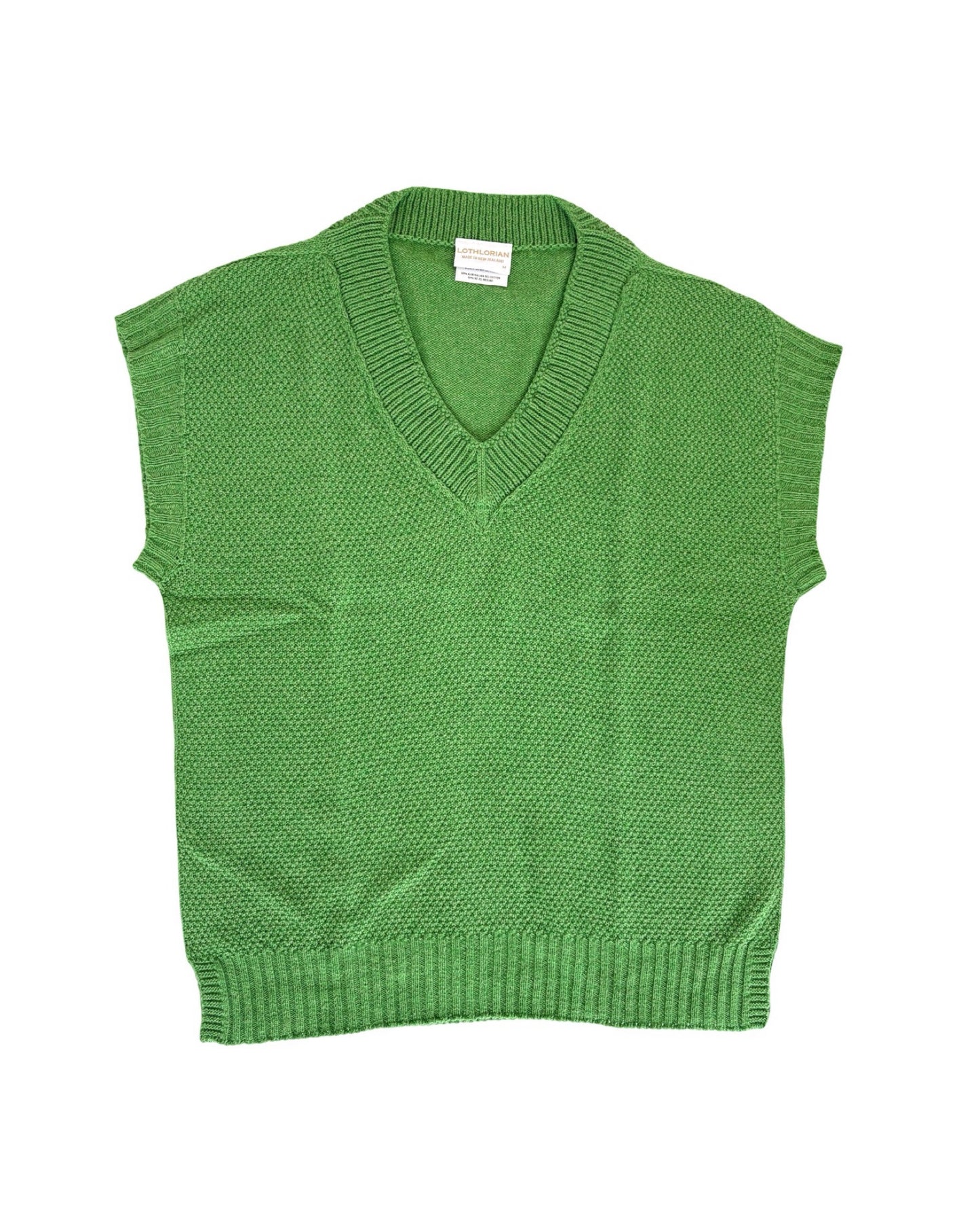 Evie Textured Cotton/Merino Vest - Kelly Green