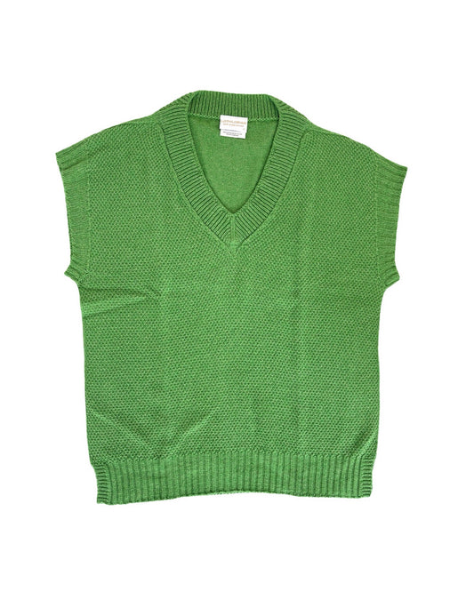 Evie Textured Cotton/Merino Vest - Kelly Green