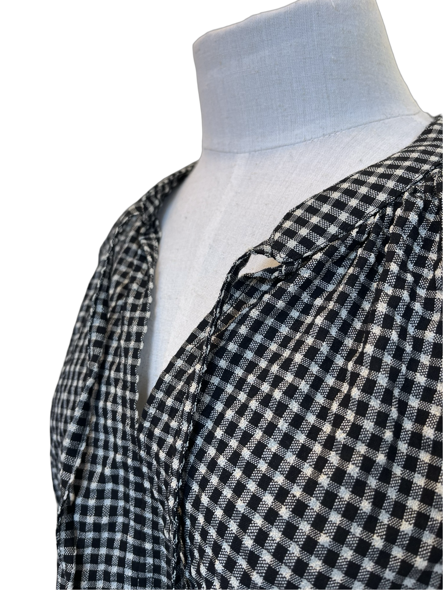 Autumn Blouse - Mini Black Gingham Cotton