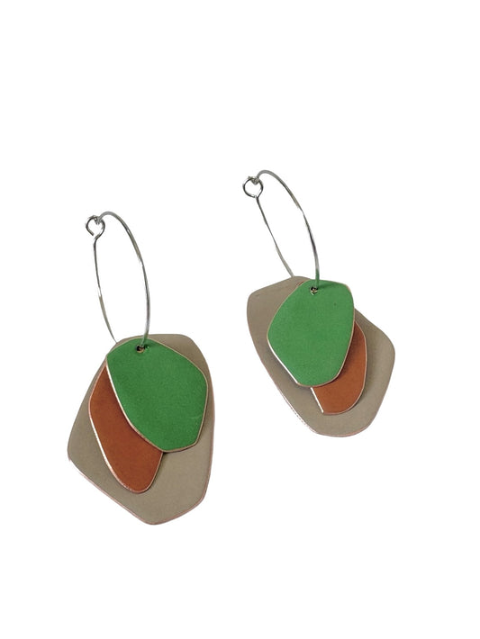 Lou Drop Earrings - Sand, Cognac, Spring Green