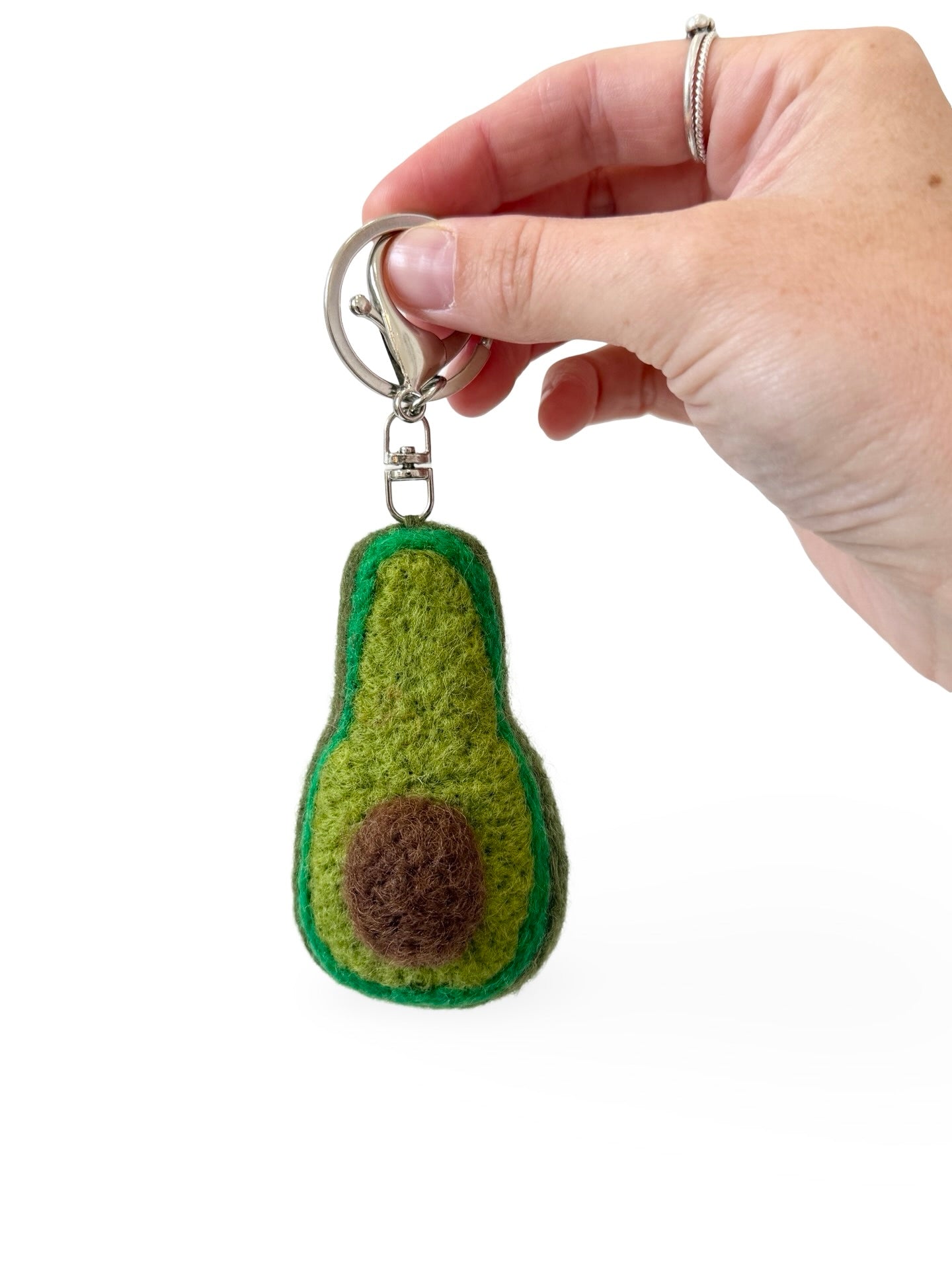 Avocado Felted Wool Keyring/Clip