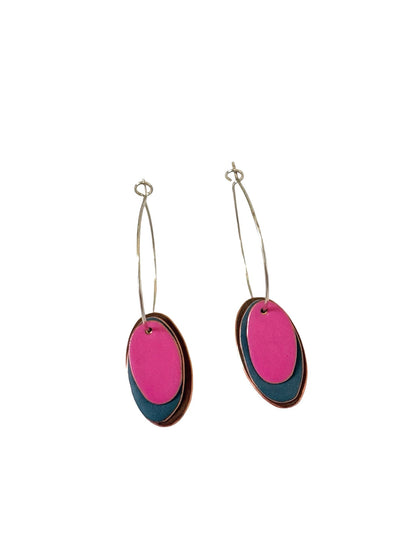 Hoops & Drops Earrings - Brown, Dark Grey, Pink