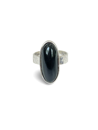 Dark Pounamu - Extra Long Skinny Oval Ring #2 (RI-OV8)
