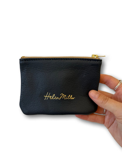 Leather Coin Purse - 12cm - Navy