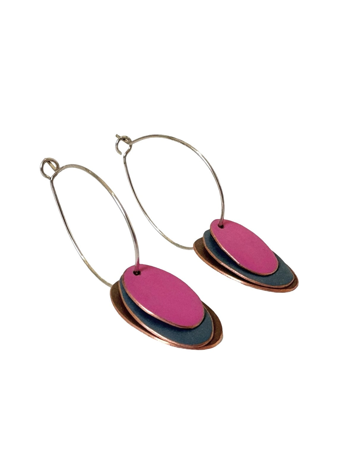 Hoops & Drops Earrings - Brown, Dark Grey, Pink