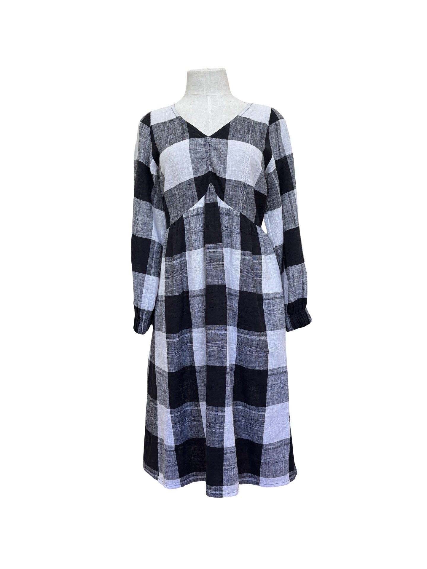 Abby Dress Long Sleeve - Black/White Check