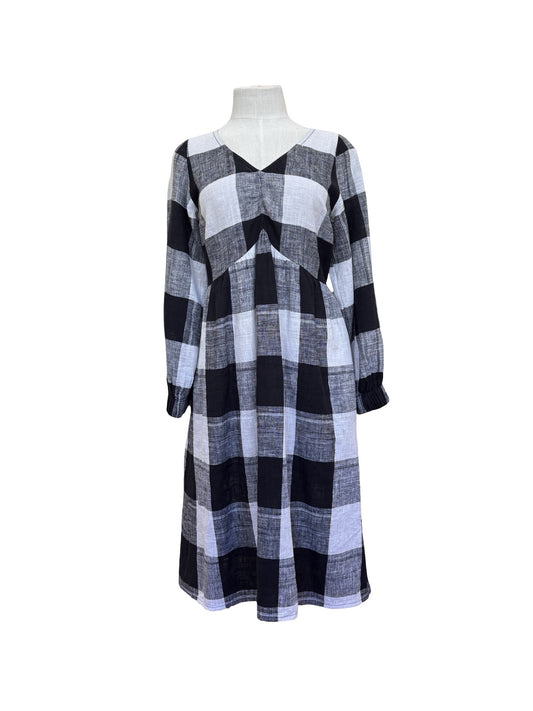 Abby Dress Long Sleeve - Black/White Check