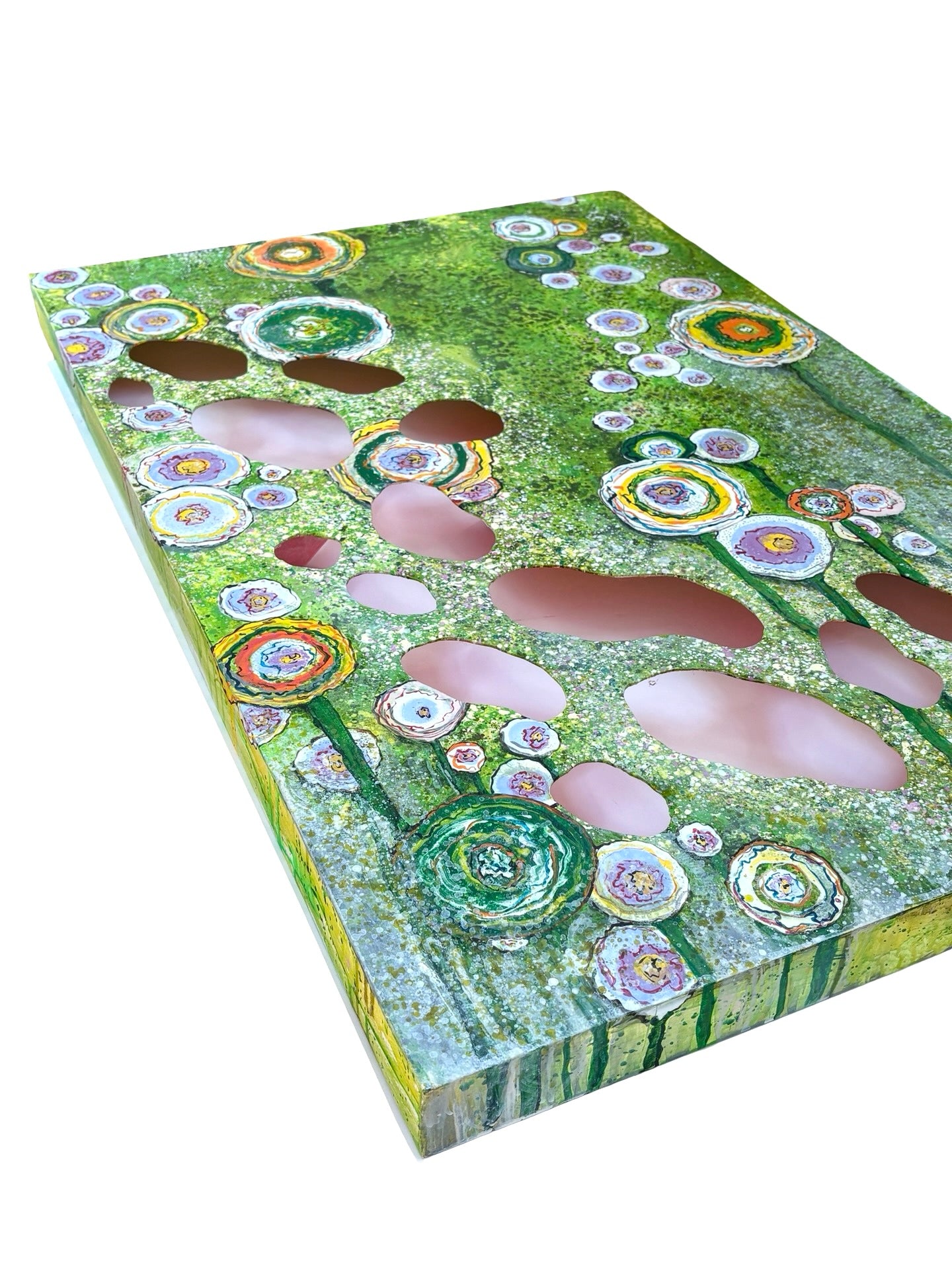 In my Garden original painting by Liz McAuliffe - Large Carved Panel 91.5 x 61