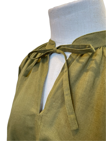 Autumn Blouse - Khaki green cotton/linen