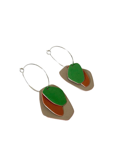 Lou Drop Earrings - Sand, Cognac, Spring Green