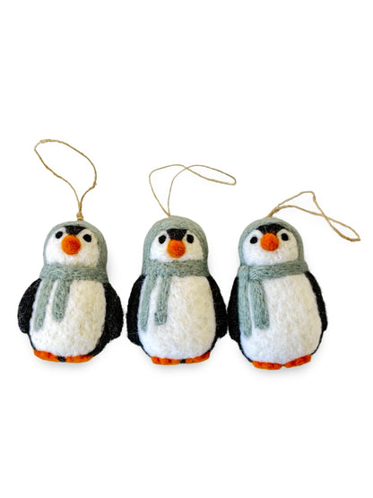 Felted Wool Penguin - Ice Blue