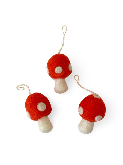 Felted Christmas Mushroom Ornament - Apricot