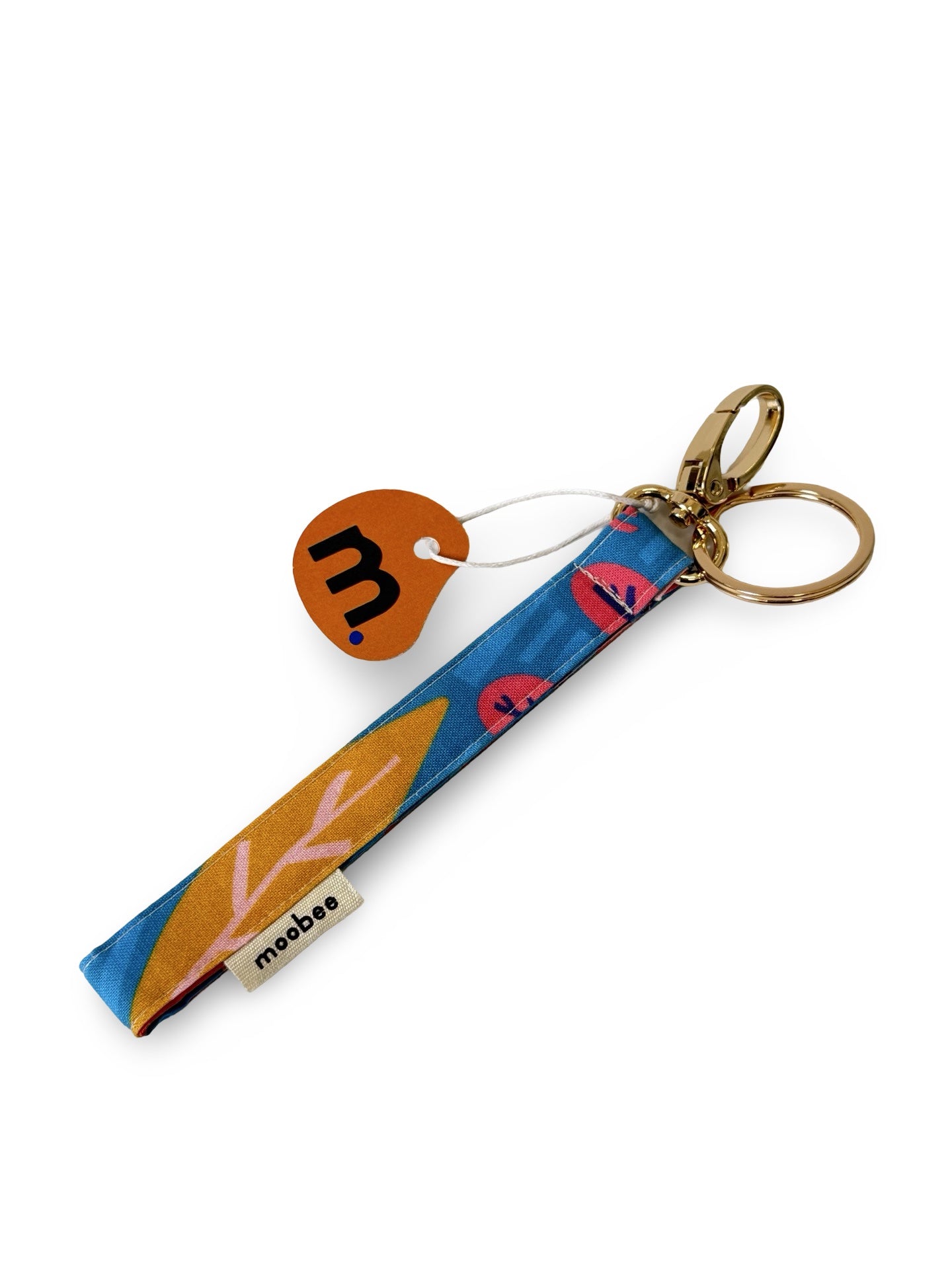 Key Wristlet - Blue Leaves