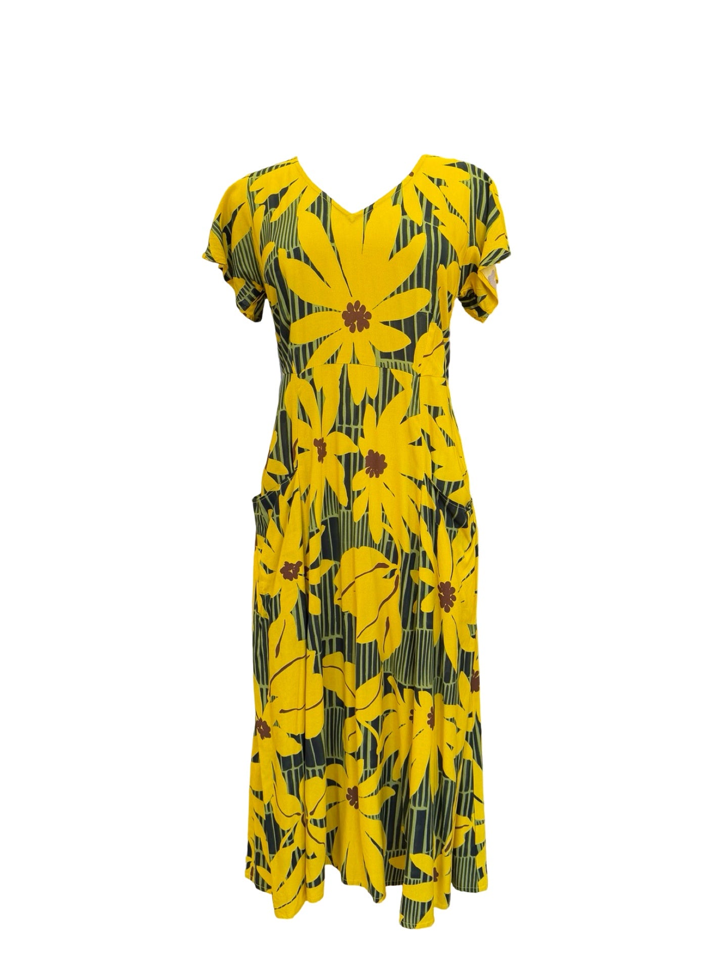 "Lucia" Dress - Yellow Flower Print