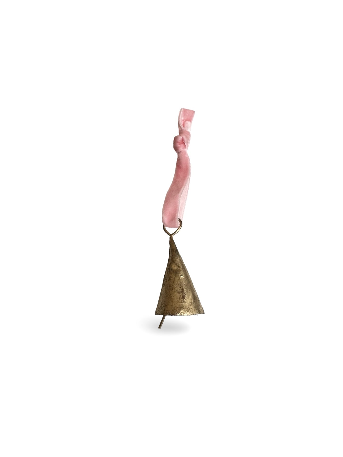 Brass Bell with Velvet Cord - Pink
