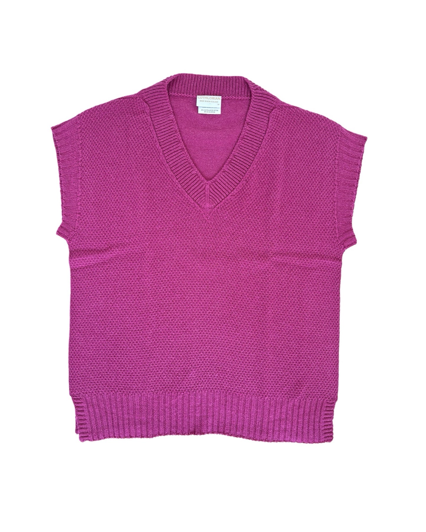 Evie Textured Merino/Cotton Vest - Cerise