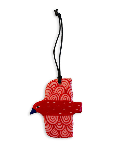 Red, Pink & Scallop Ceramic Bird Decoration by Studio Soph