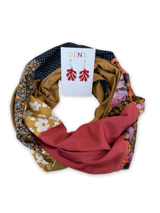Infinity Scarf - Navy Rouge Florals / Mustard
