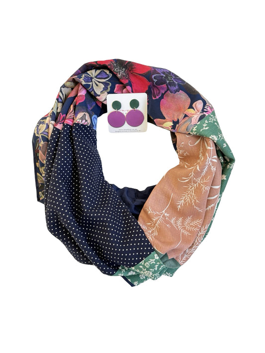 Infinity Scarf - Petite Botanicals Pinks & Blues / Navy