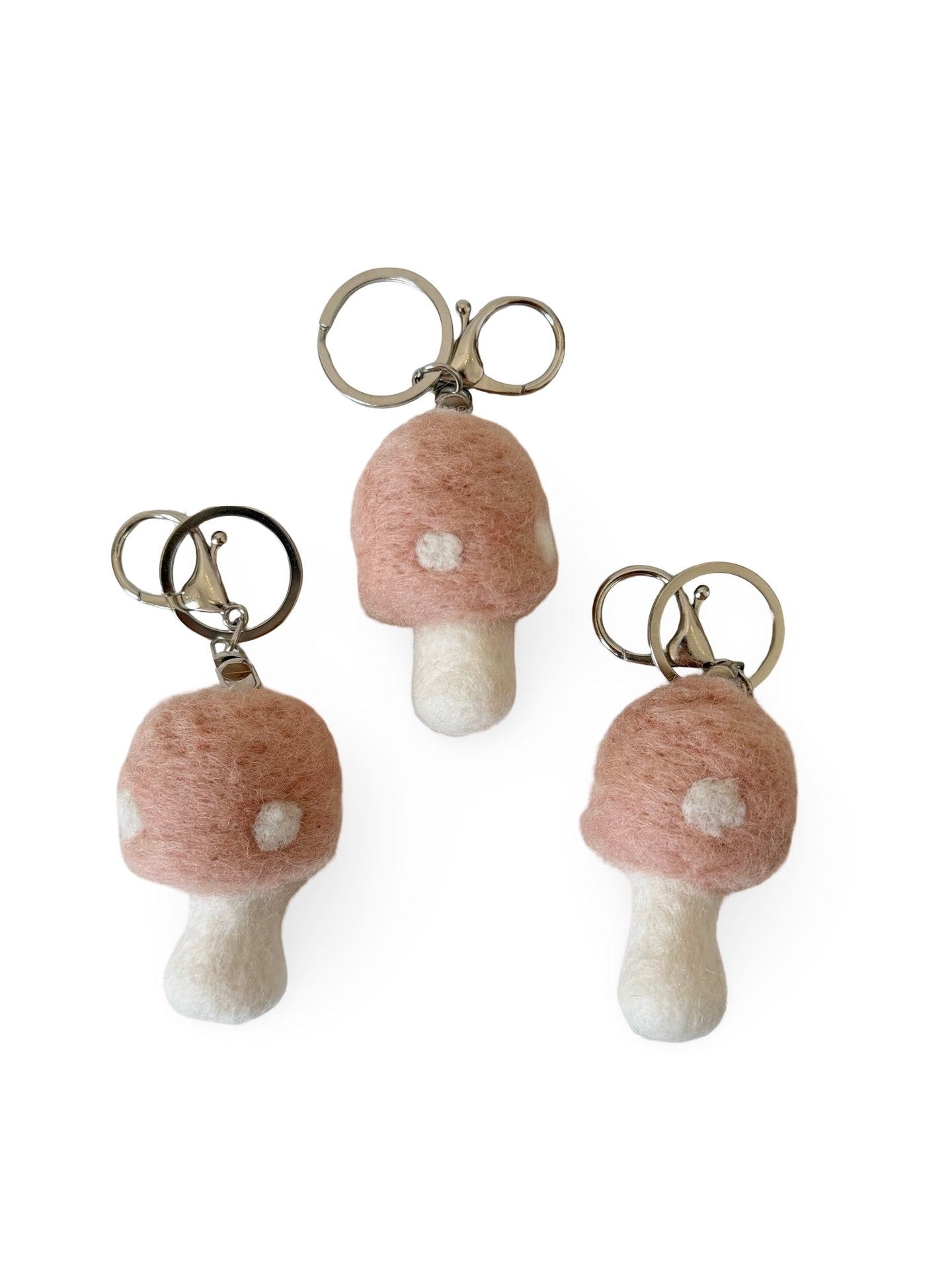 Mushroom Felted Wool Keyring/Clip - Blush