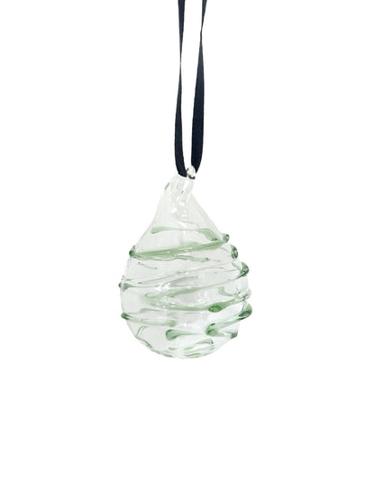 Blown Glass Bauble - Green Swirl