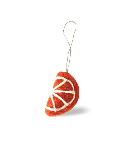 Felted Orange Slice Christmas Ornament