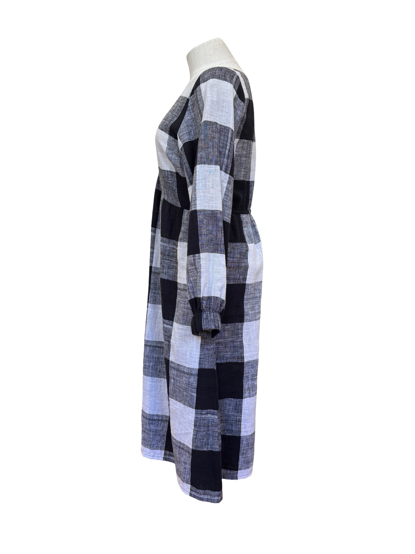 Abby Dress Long Sleeve - Black/White Check