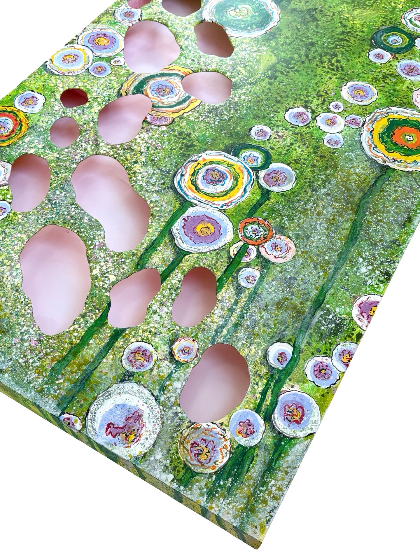 In my Garden original painting by Liz McAuliffe - Large Carved Panel 91.5 x 61