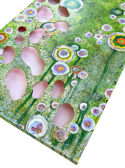 In my Garden original painting by Liz McAuliffe - Large Carved Panel 91.5 x 61
