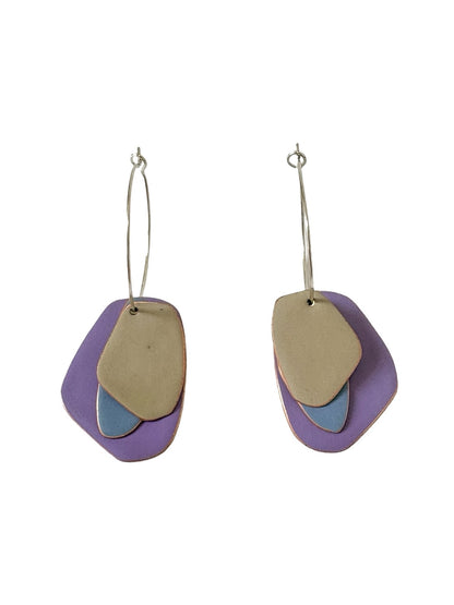 Lou Drop Earrings - Violet, Pigeon, Sand