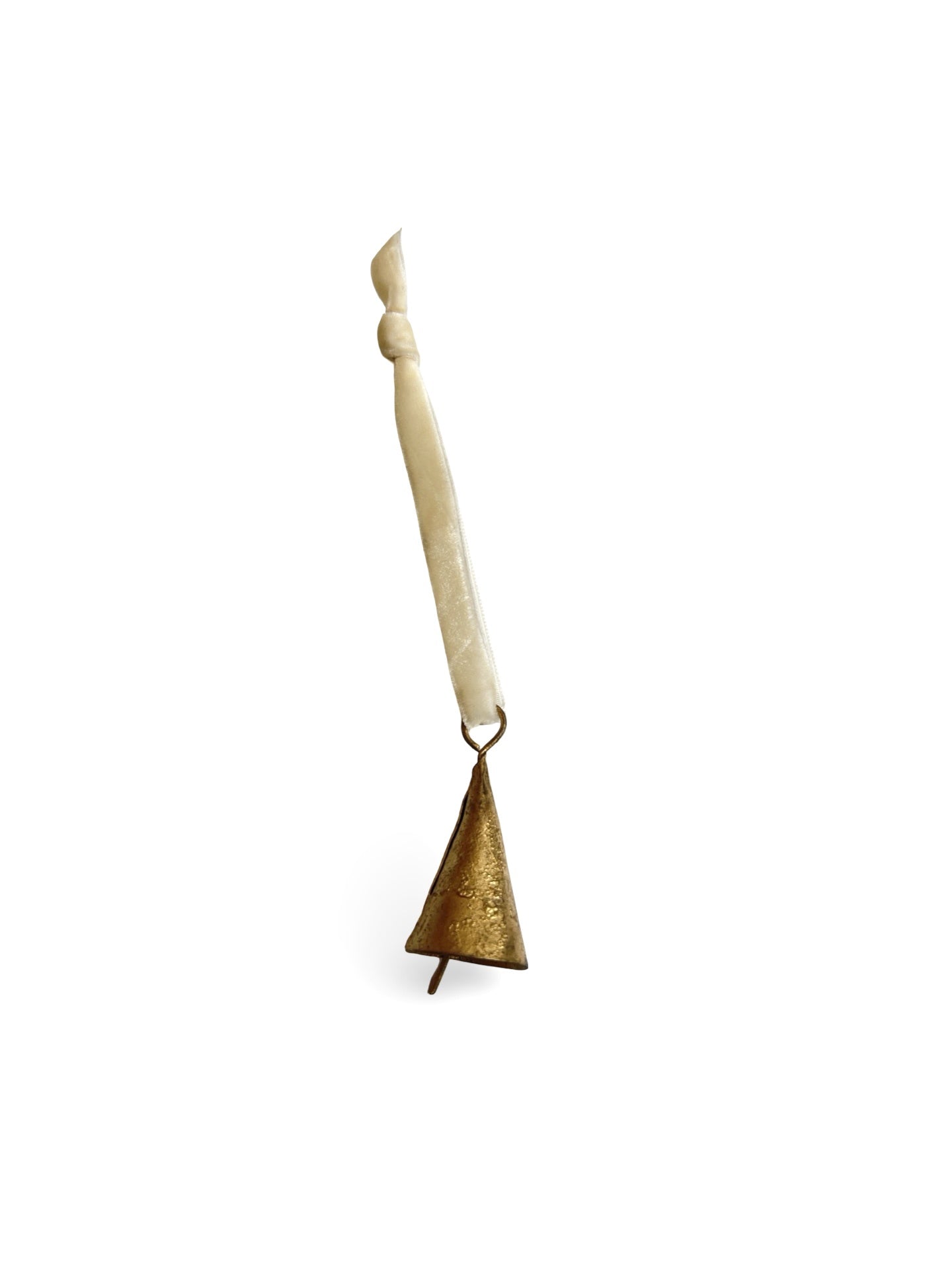 Brass Bell with Velvet Cord - White