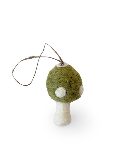 Felted Christmas Mushroom Ornament - Sage