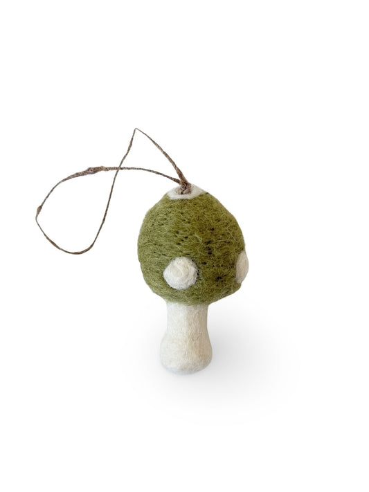 Felted Christmas Mushroom Ornament - Sage