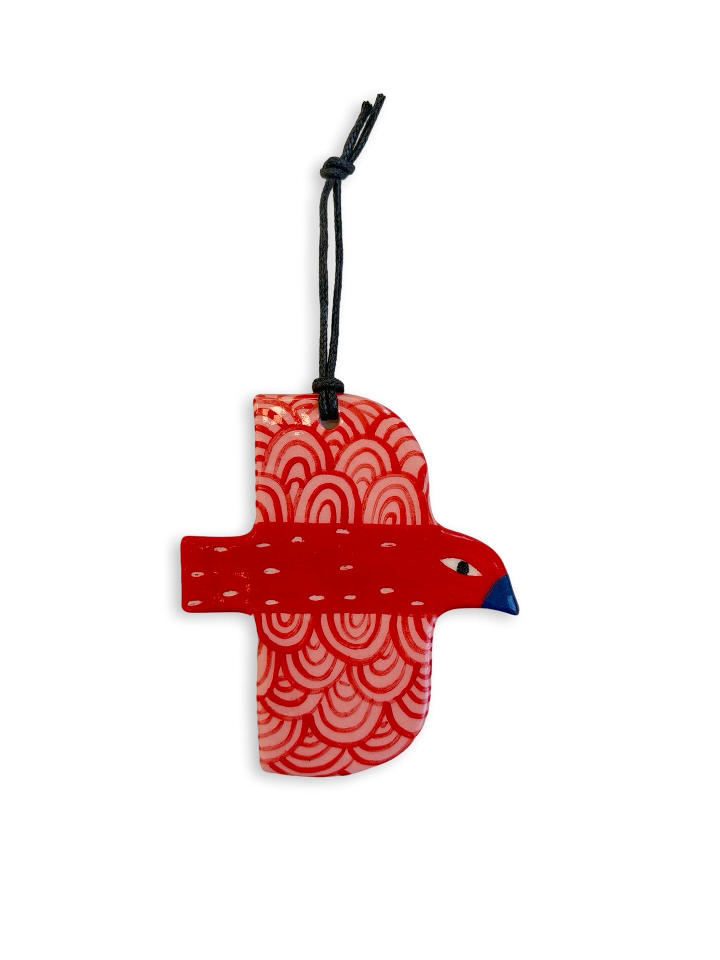 Red, Pink & Scallop Ceramic Bird Decoration by Studio Soph