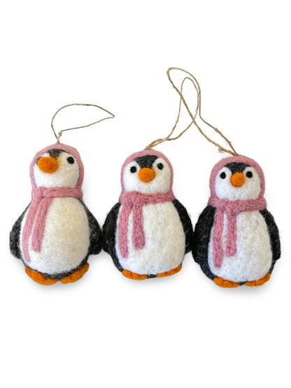 Felted Wool Penguin - Soft Pink