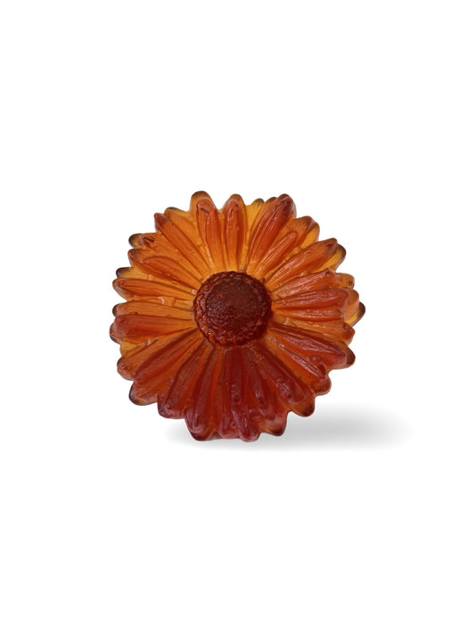 Cast Glass Marguerite Flower - Dark Orange Red - Garden Path Series