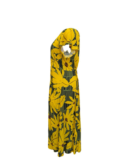 "Lucia" Dress - Yellow Flower Print