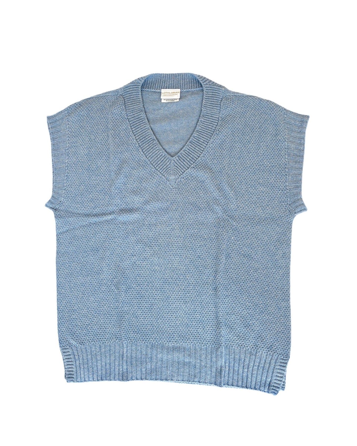 Evie Textured Merino/Cotton Vest - Sky